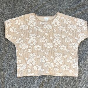 Cynthia Rowley Beige and White Floral Sweater